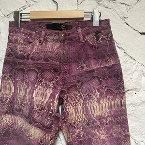ROBERTO CAVAI - PURPLE SNAKE SKIN STRETCH DENIM PANTS